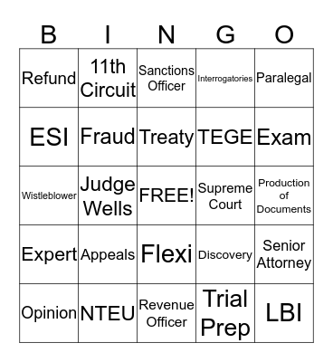 Chief Counsel CLE Bingo Card