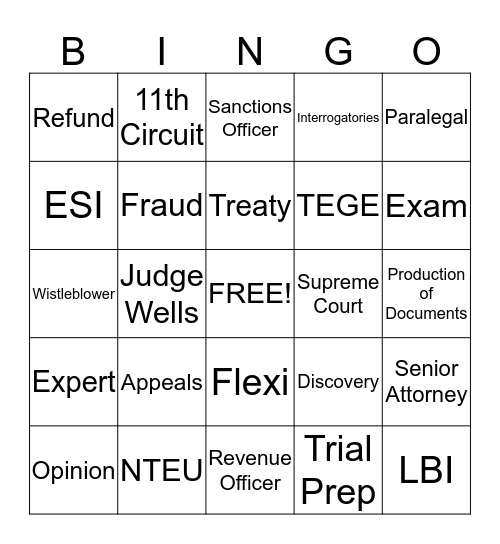 Chief Counsel CLE Bingo Card