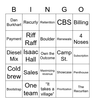 Recurly Bingo Card