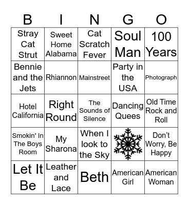 Music Bingo Card