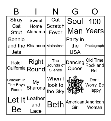Music Bingo Card