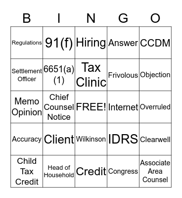 Chief Counsel CLE Bingo Card
