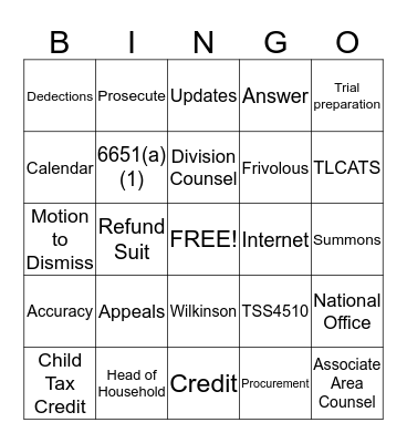 Chief Counsel CLE Bingo Card