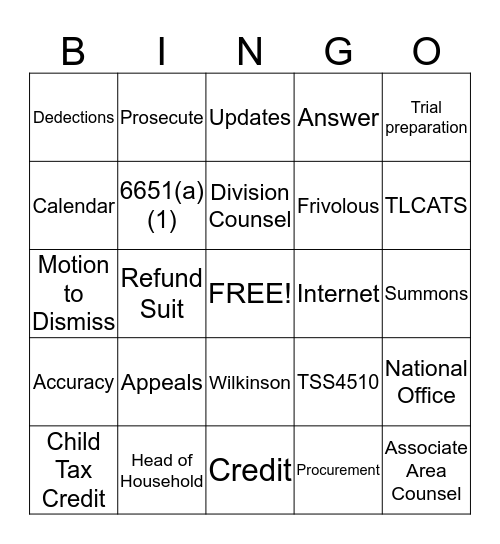 Chief Counsel CLE Bingo Card