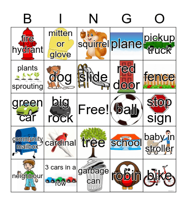 Neighbourhood Bingo Card