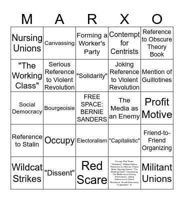 Leftist Call Bingo Card