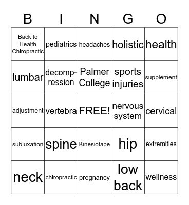 Chiro Bingo! Bingo Card