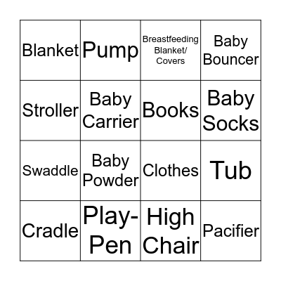 Baby Gift Bingo Card