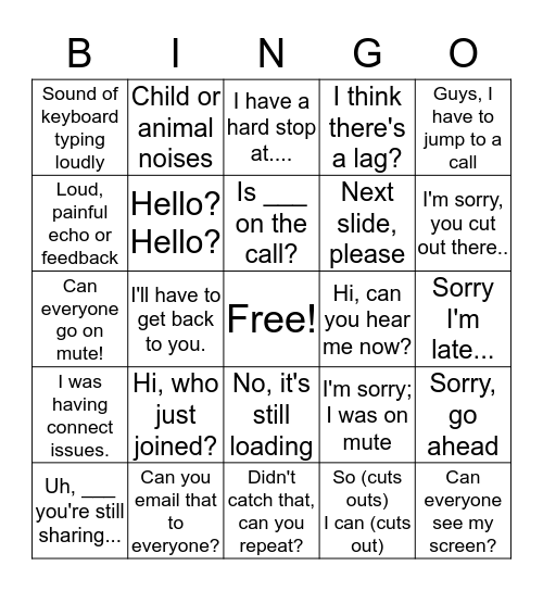 HR Virtual Bingo Game Bingo Card