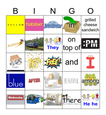 Sight Words Bingo Card