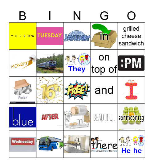 Sight Words Bingo Card