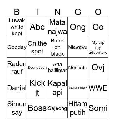 pipu cantip Bingo Card