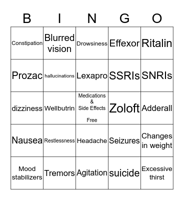 Mental Health Bingo Card