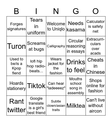 ican bingo Card