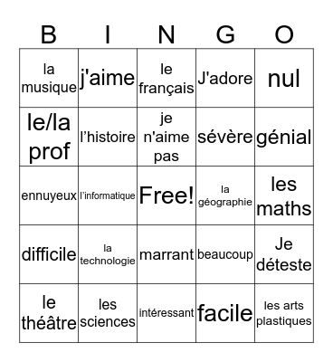 mon college  Bingo Card