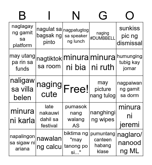 MARGA Bingo Card