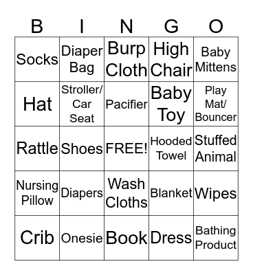 Baby Bingo! Bingo Card