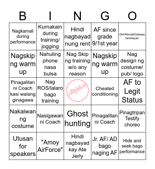 LSGH AIRFORCE BINGO Card