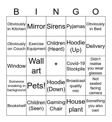 Remote Meeting Bingo Card