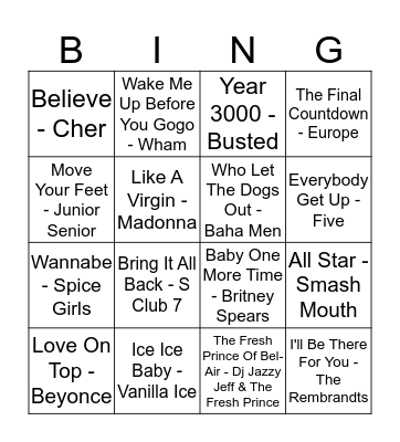 Music Bingo Card