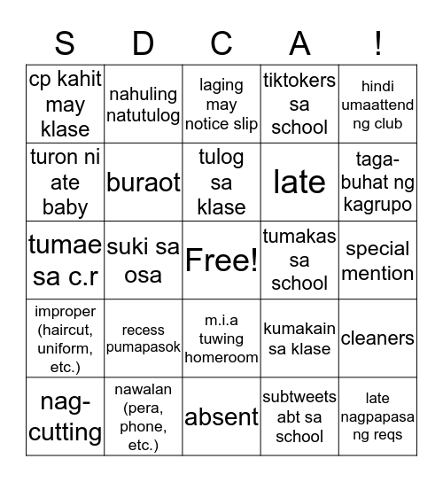 DOMINICAN BINGO Card