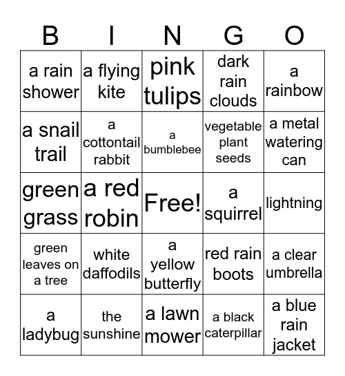 Spring Bingo Card