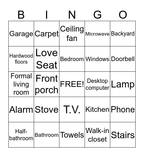 Housewarming  Bingo Card