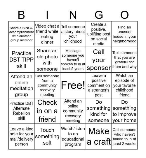 Quarantainment Bingo Card