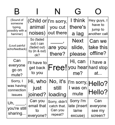 Conference Call Bingo Card