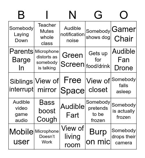 Corona Homeschool Bingo Board Bingo Card