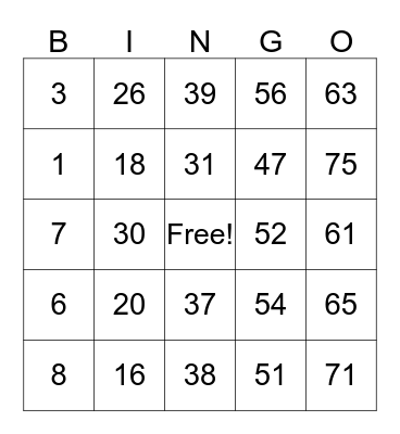 Beatty Pointe Village Bingo Card