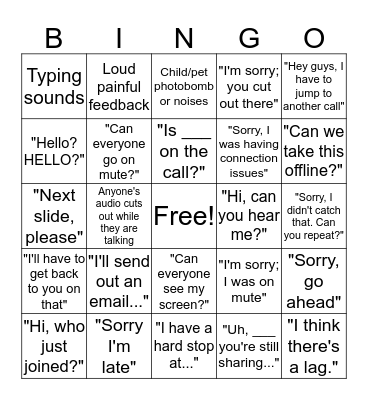 QBioS Town Hall BlueJeans Bingo Card