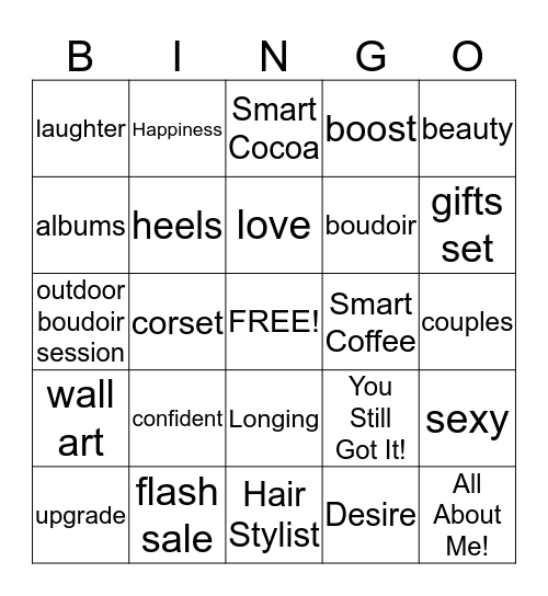 Boudoir Bingo with Nivia - SATURDAY Bingo Card