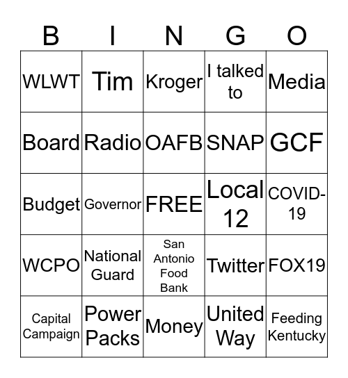 Freestore Foodbank BINGO Card