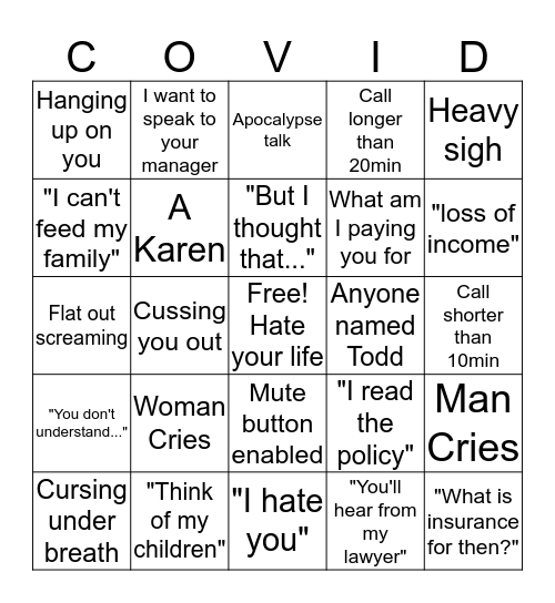 Chex Mix Denial Day Bingo Card