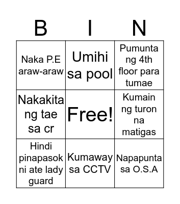 Lyceans Bingo  Bingo Card