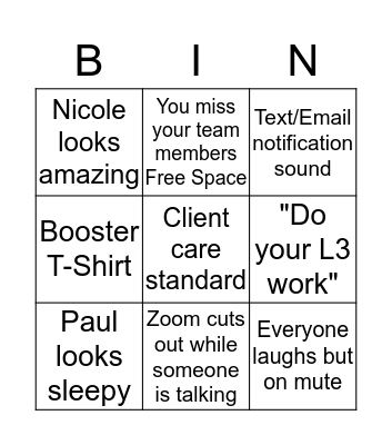 QuaranTeam Meeting Bingo Card