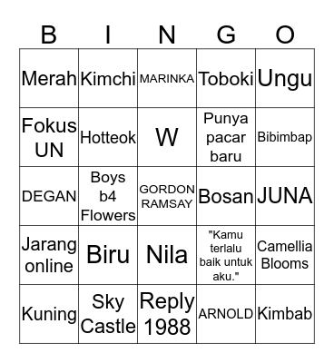 Dodo Bingo Card