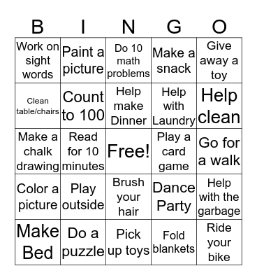 Busy Board Bingo Card