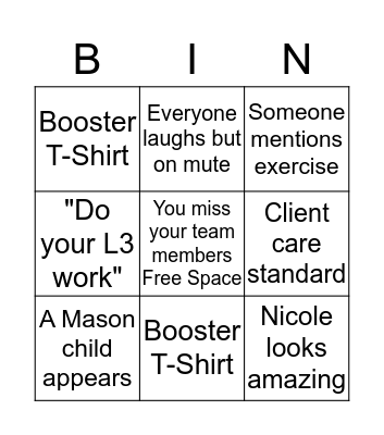 QuaranTeam Meeting Bingo Card