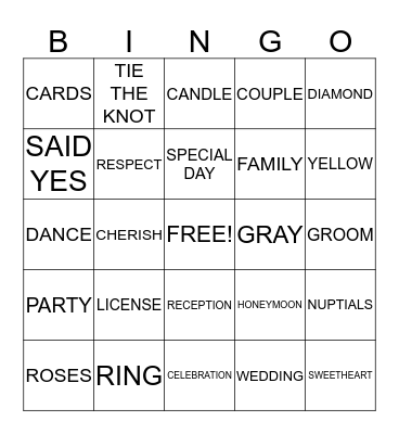 AMBER AND STEPHEN WEDDING BINGO Card