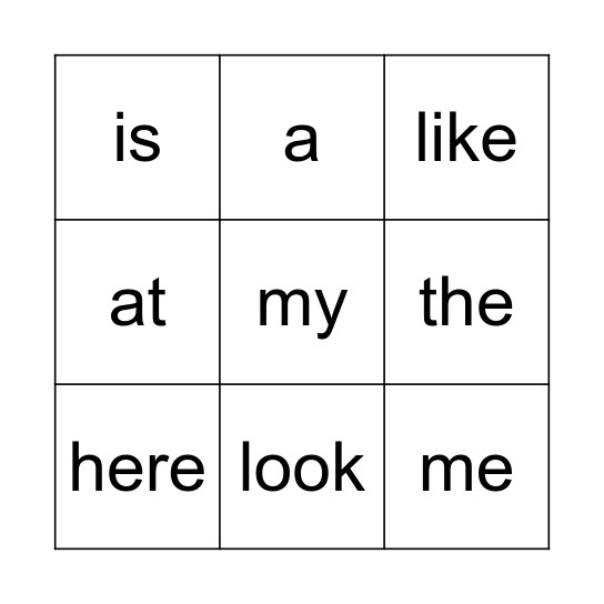 Red and Orange Words Bingo Card