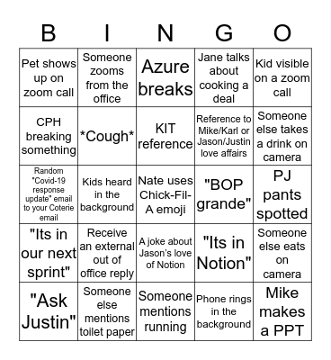 Coterie Remote Bingo Card
