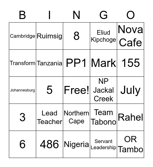 Nova Pioneer "We made it through another work from home week" Bingo Card