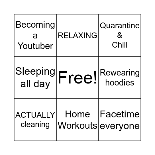 Quarantine Bingo Card