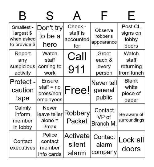 Hapo Community Credit Union Bingo Card