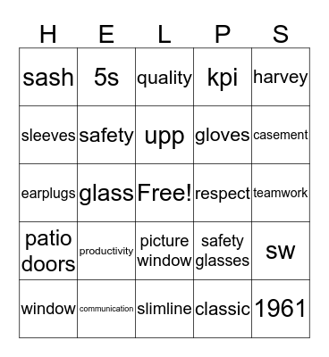 Harvey Bingo Card