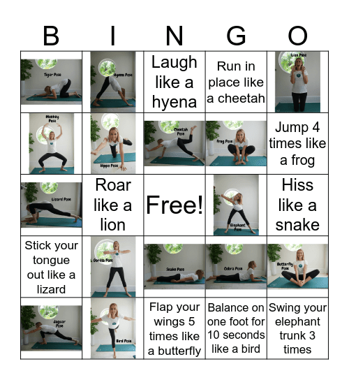 Sprout Kids Yoga & Mindfulness: Jungle Bingo Card