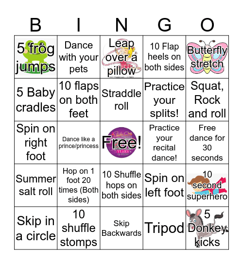S-1 Dance Break Bingo Card