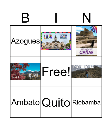 Región Interandina Bingo Card